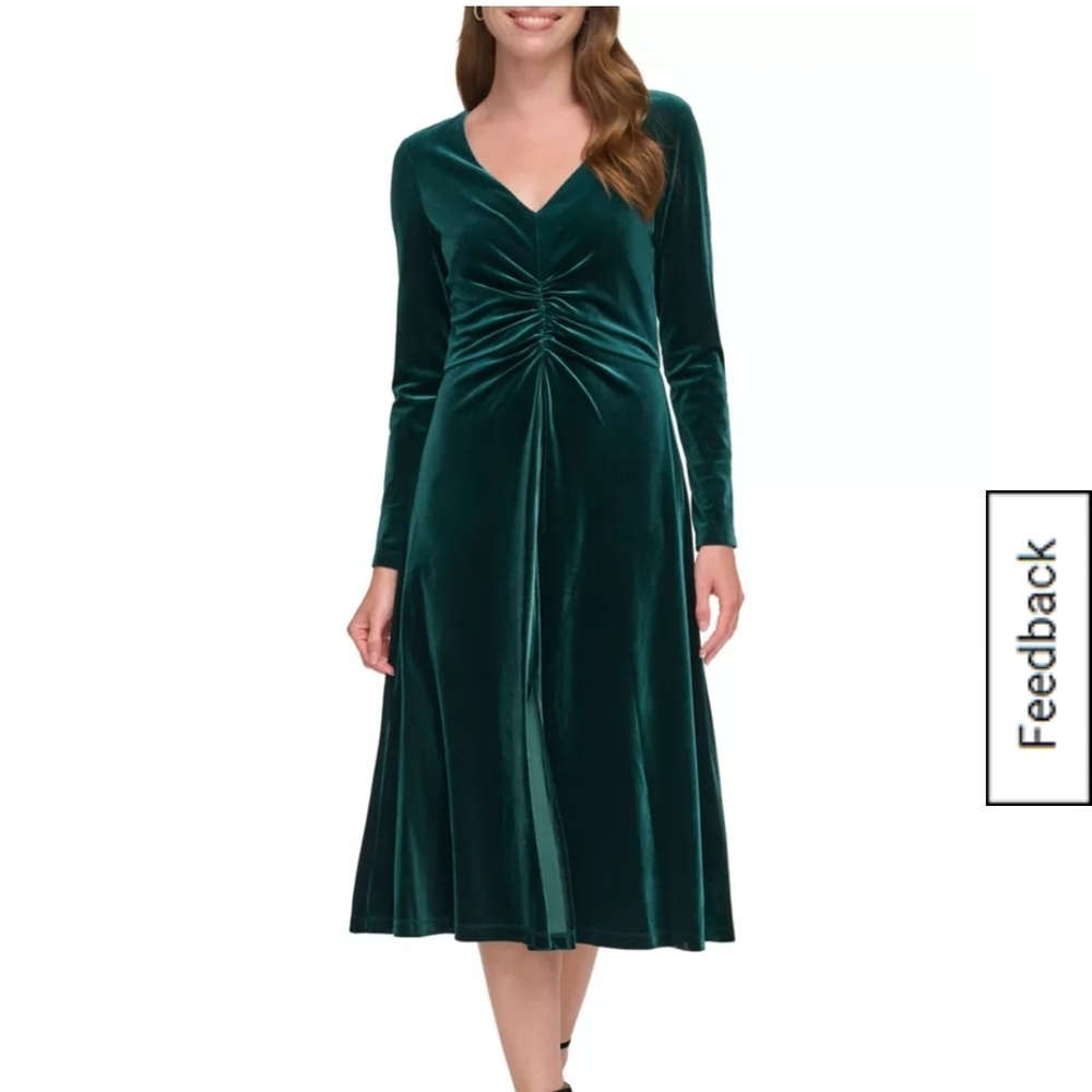 Eliza JWomen's Long Sleeve Solid Velvet Sheath Dress Sz8